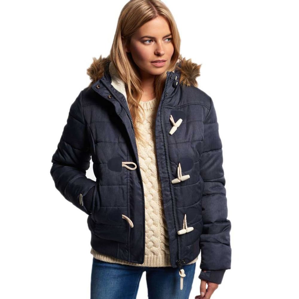Superdry Sport Marl Toggle Puffer Jacket (no fur trim) Gray Coat